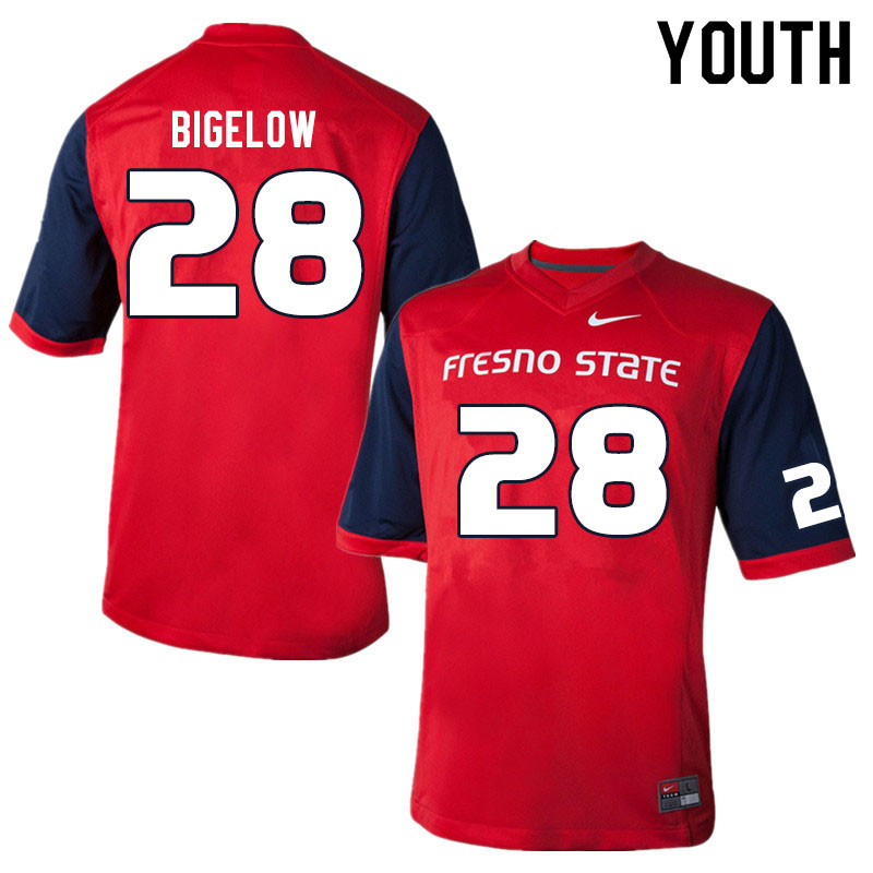 Youth #28 Jevon Bigelow Fresno State Bulldogs College Football Jerseys Sale-Red - Click Image to Close